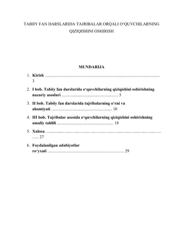 Tabiiy Fan Darslarida Tajribalar Orqali O‘quvchilarning Qiziqishini Oshirish