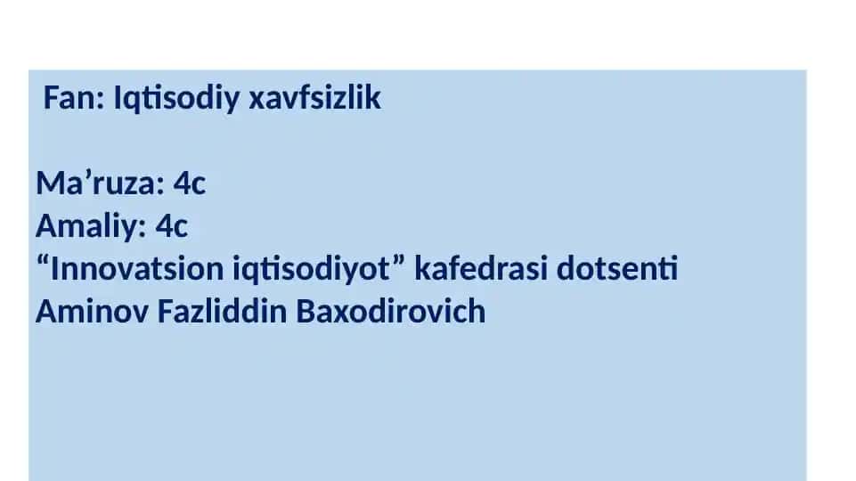 Iqtisodiy хavfsizlik
