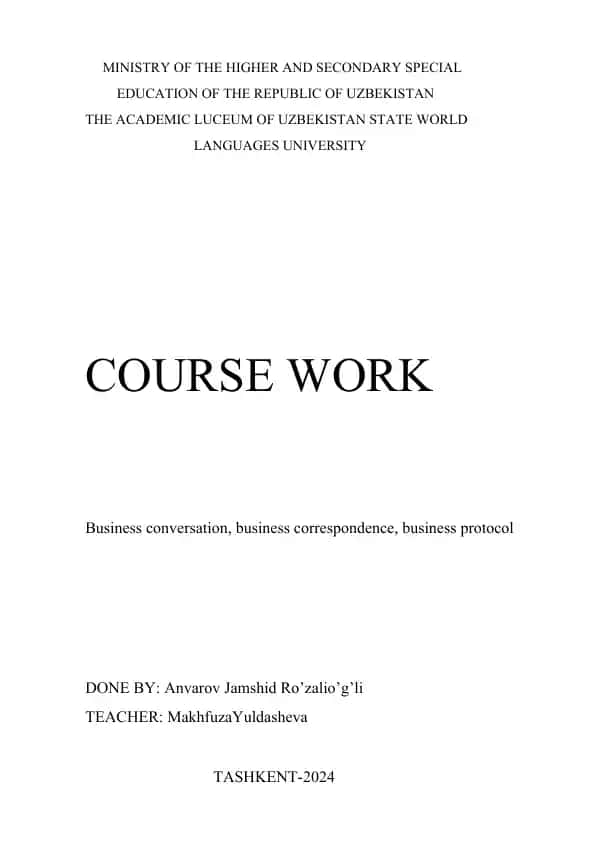 Business conversation, business correspondence, business protocol