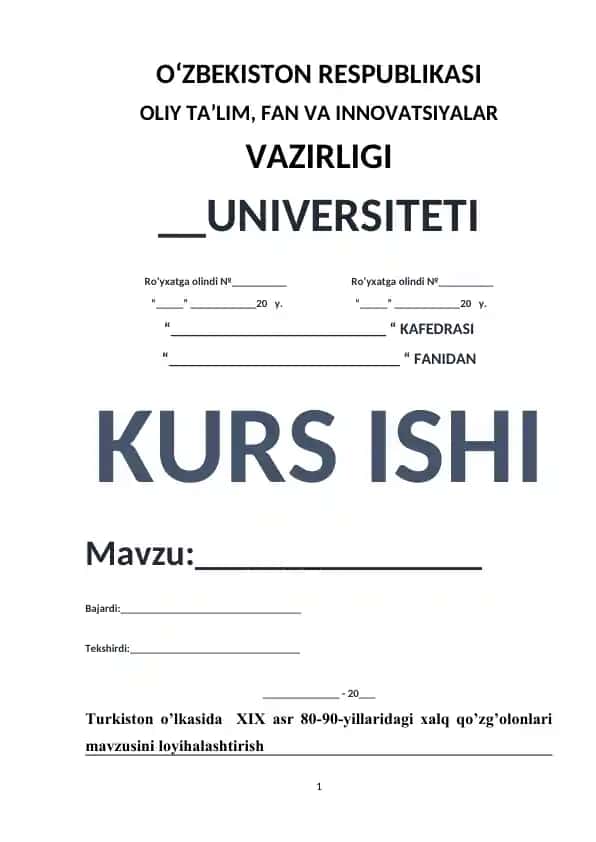 Turkiston o’lkasida XIX asr 80-90-yillaridagi xalq qo’zg’olonlari mavzusini loyihalashtirish