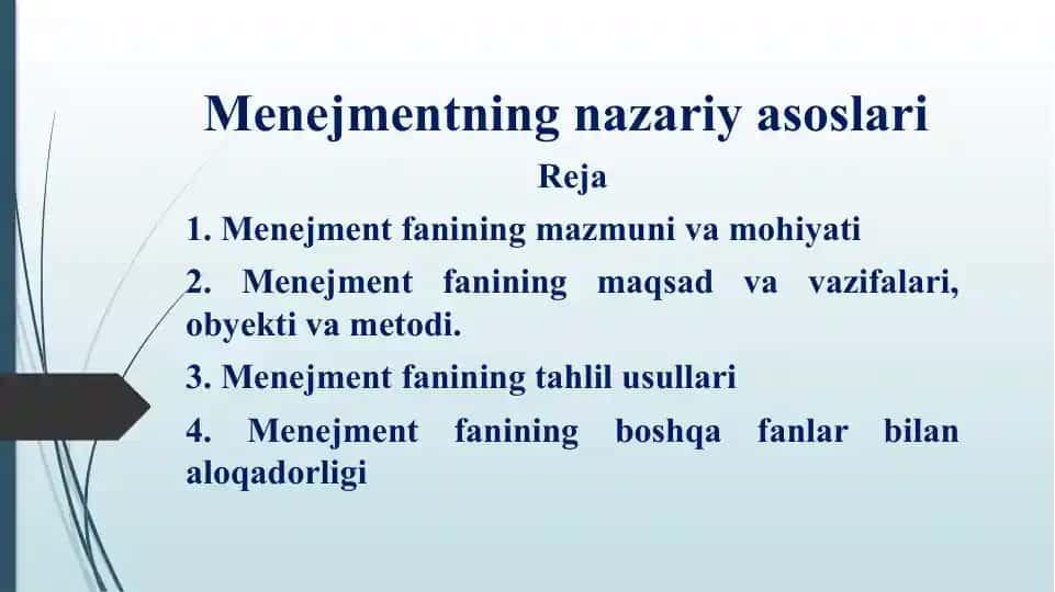 Menejmentning nazariy asoslari