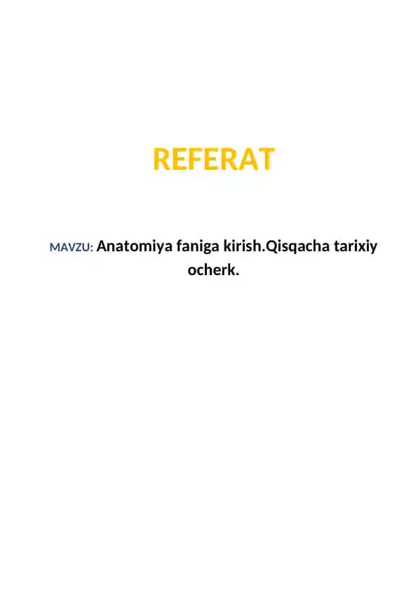 Anatomiya faniga kirish
