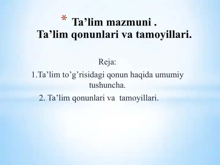 Ta’lim to’g’risida giqonun