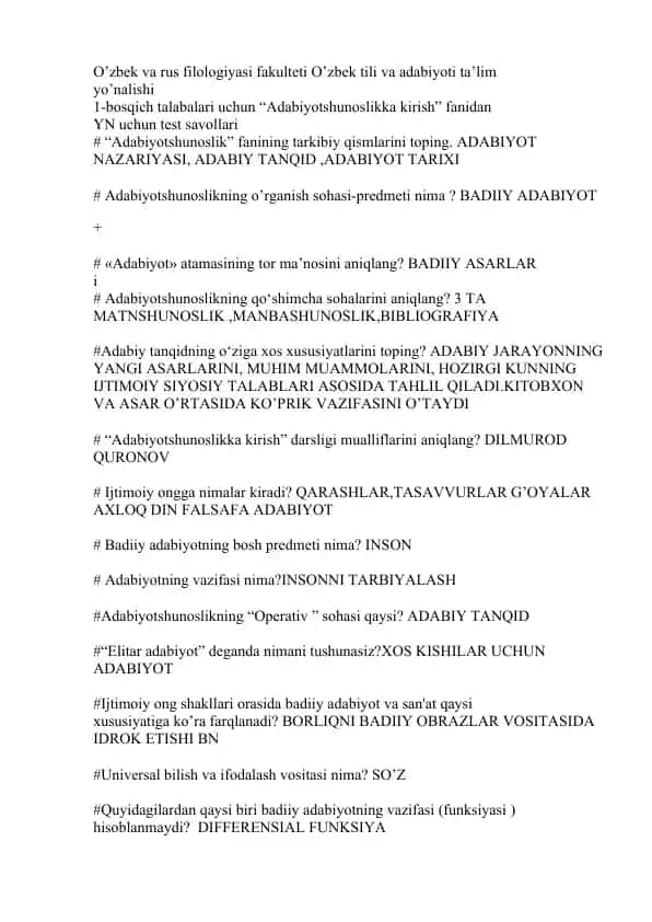 "Adabiyotshunoslikka kirish"