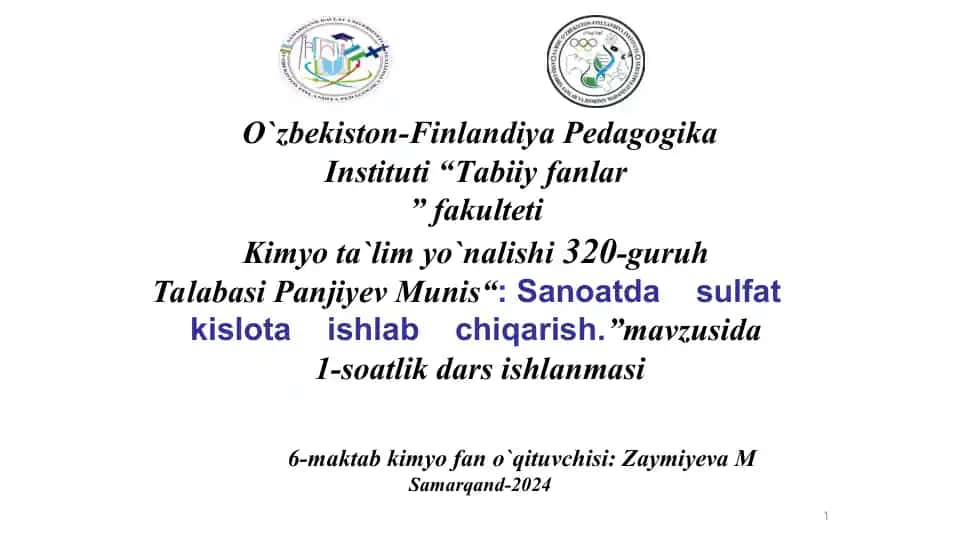 Sanoatda sulfat kislota ishlab chiqarish