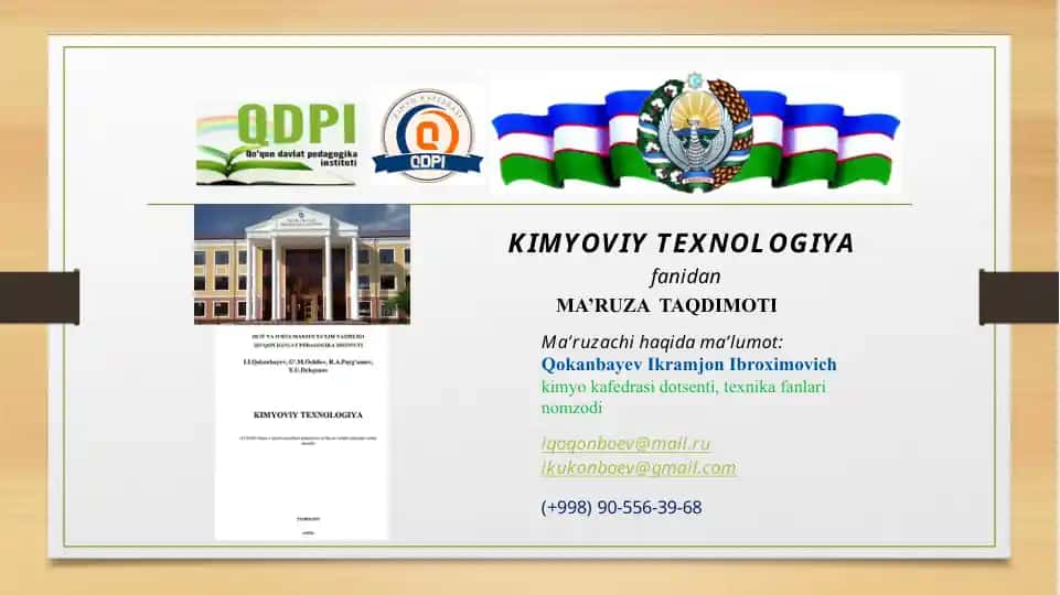 KIMYOVIY TEXNOLOGIYA