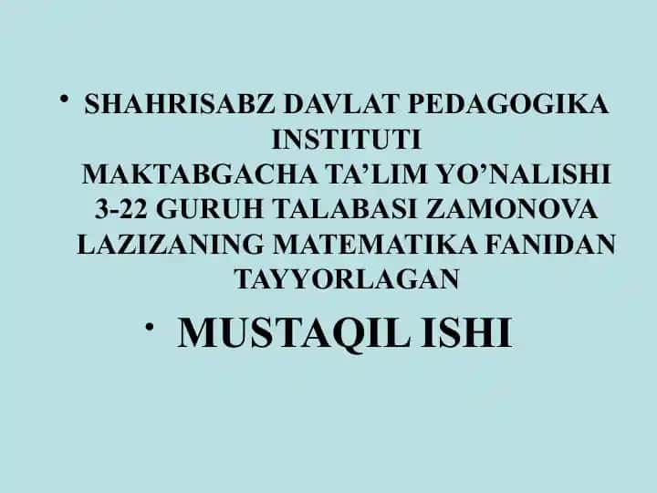 Aniq Integral Hisoblash