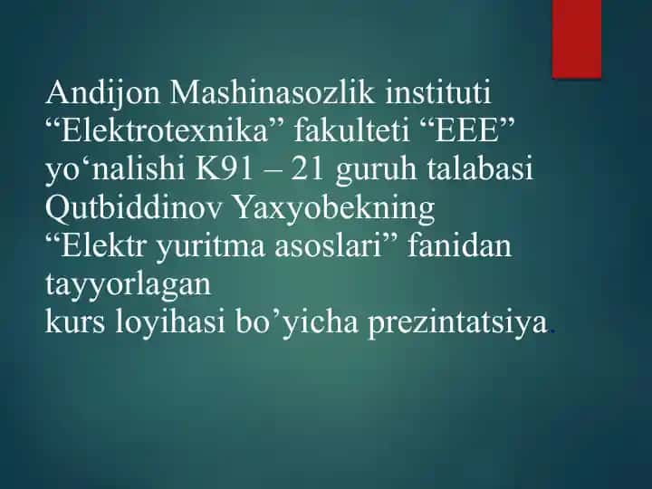 Elektryuritmaasoslari kurs ishi