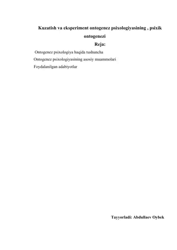Ontogenez psixologiyasi