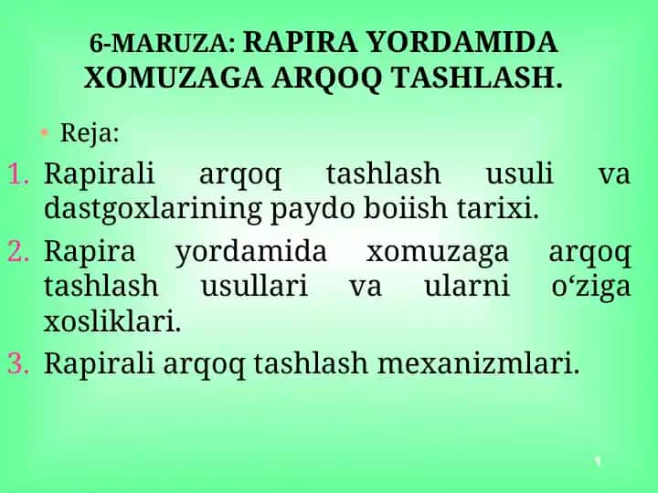 Rapirali arqoq tashlash usullari