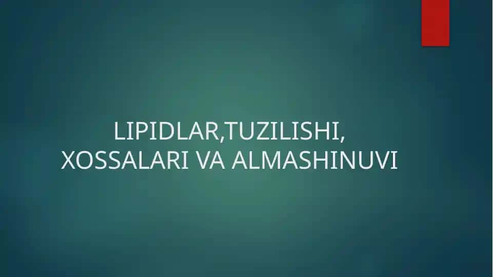 Lipidlar Tuzilishi va Xossalari
