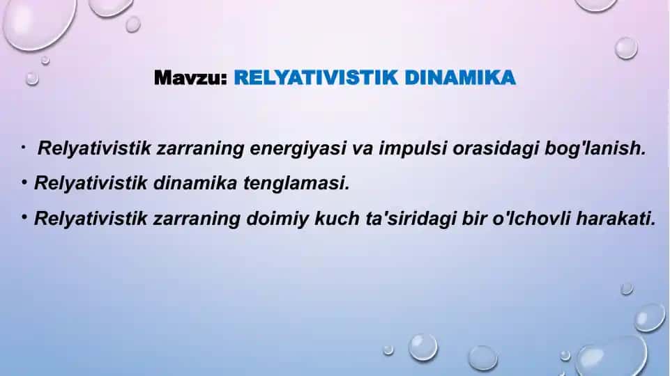 Relyativistik dinamika