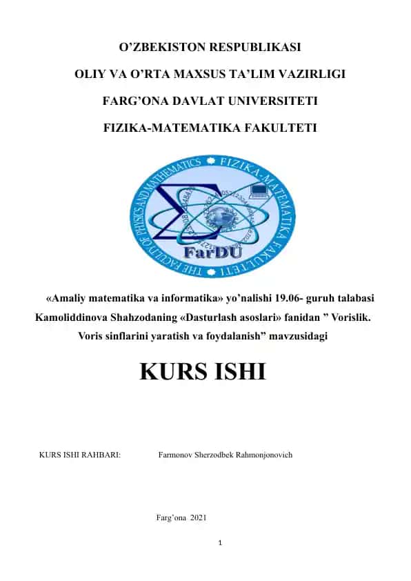 Dasturlash asoslari kurs ishi