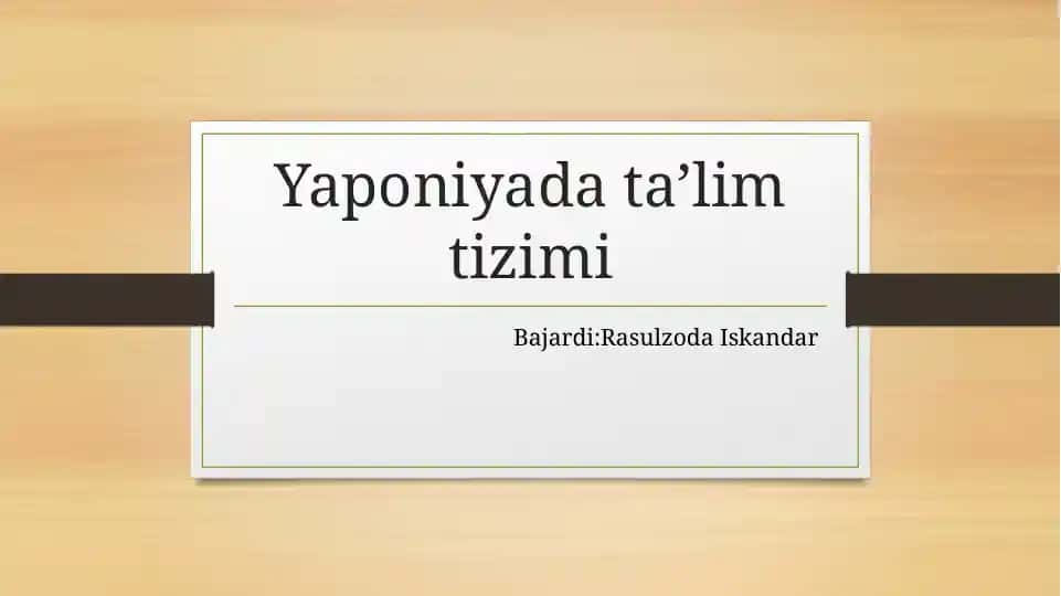 Yaponiyada ta’lim tizimi