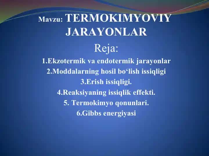 Tеrmоkimyоviy Jаrаyоnlаr