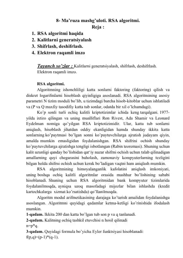 RSA algoritmi
