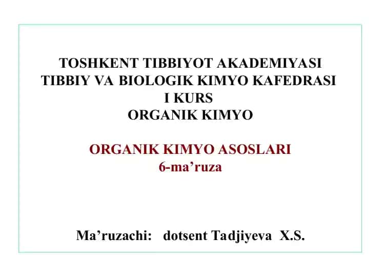 Organik kimyo ma'ruzasi