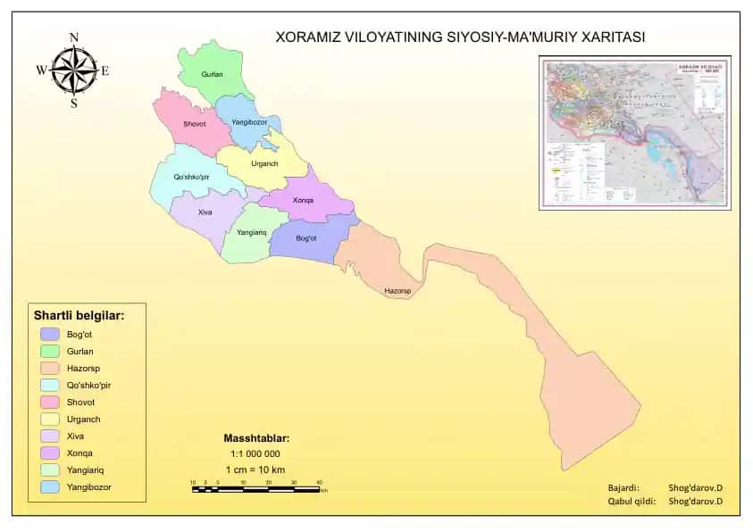 XORAMIZ VILOYATINING SIYOSIY-MA'MURIY XARITASI