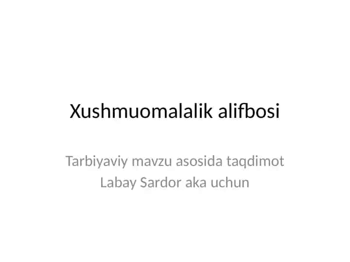 Xushmuomalalik alifbosi