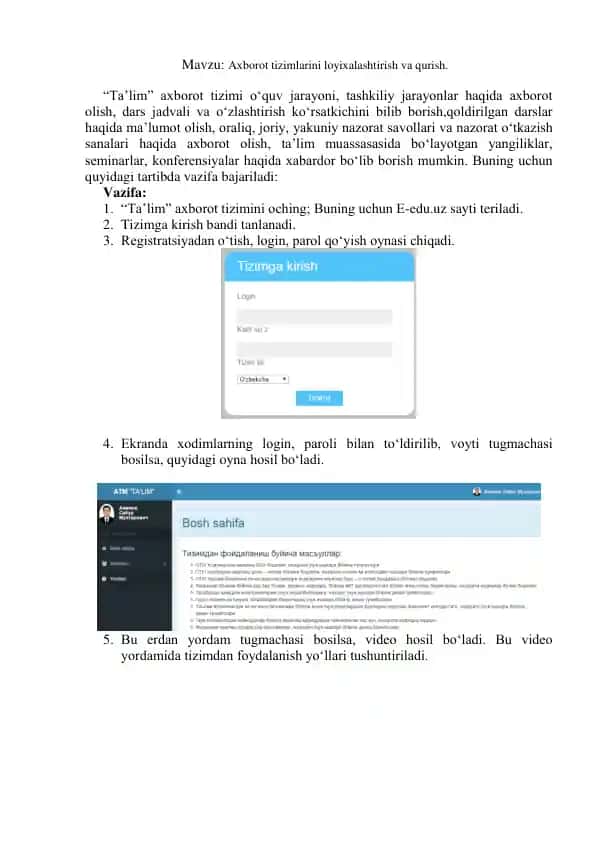 Axorot tizimlarini loyixalashtirish va qurish