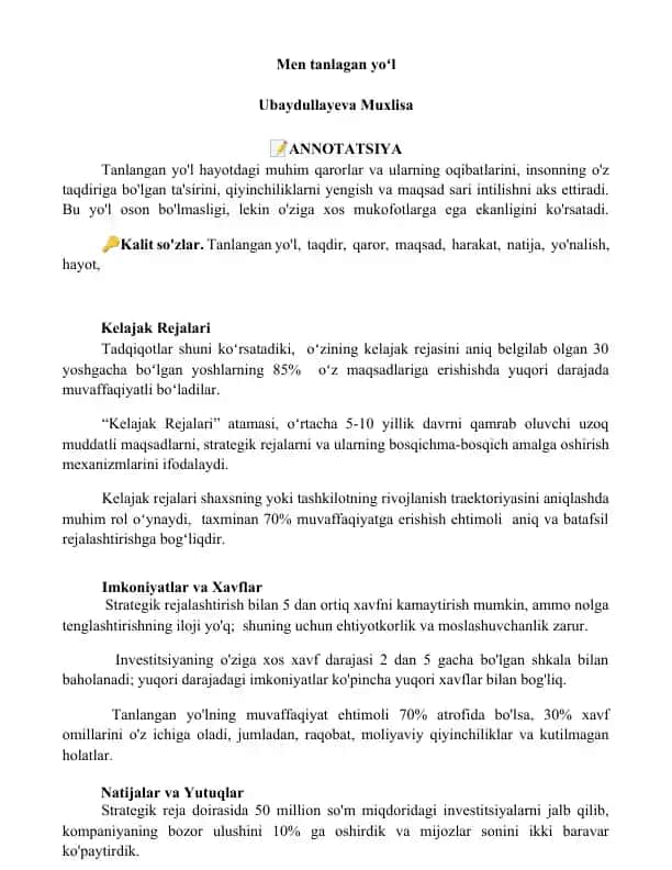 Kelajak Rejalari
