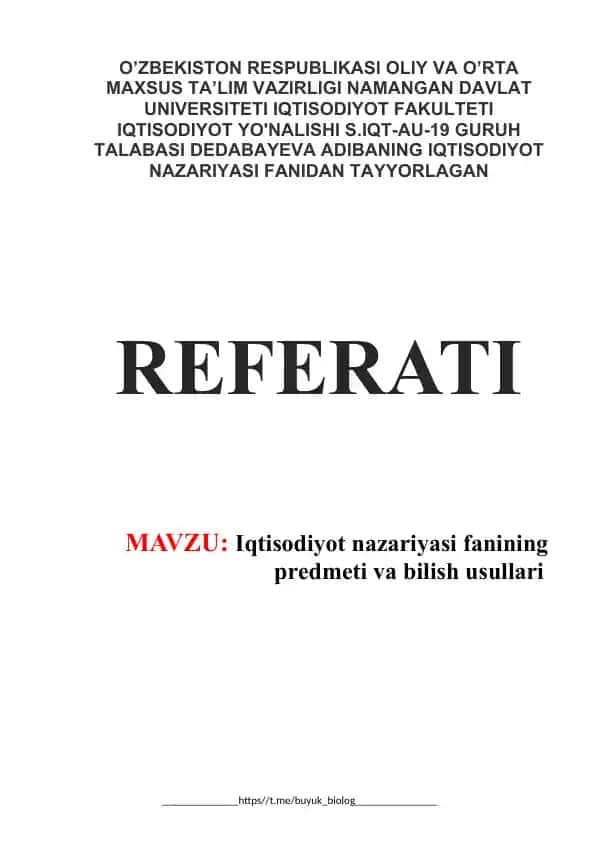 Iqtisodiyot nazariyasi fanining prеdmеti va bilish usullari