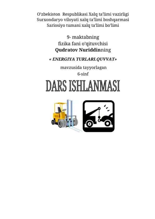 ENERGIYA TURLARI VA QUVVAT