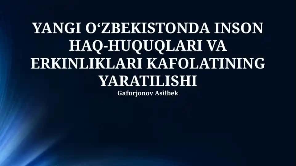 YANGI O‘ZBEKISTONDA INSON HAQ-HUQUQLARI VA ERKINLIKLARI KAFOLATINING YARATILISHI