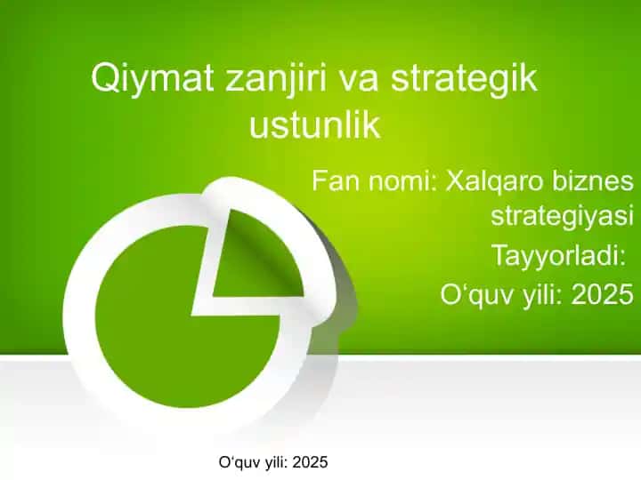 Taqdimot. Qiymat zanjiri vastrategik ustunlik