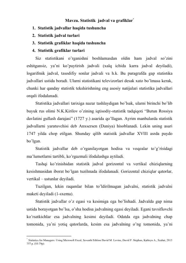 Statistik jadvallar va grafiklar