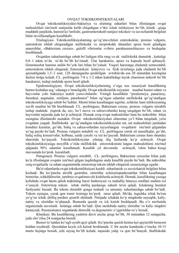 Ovqat Toksikoinfeksiyalari