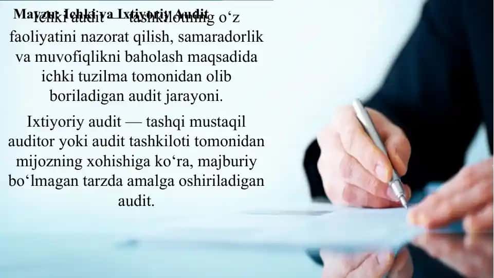 Ichki va Ixtiyoriy Audit