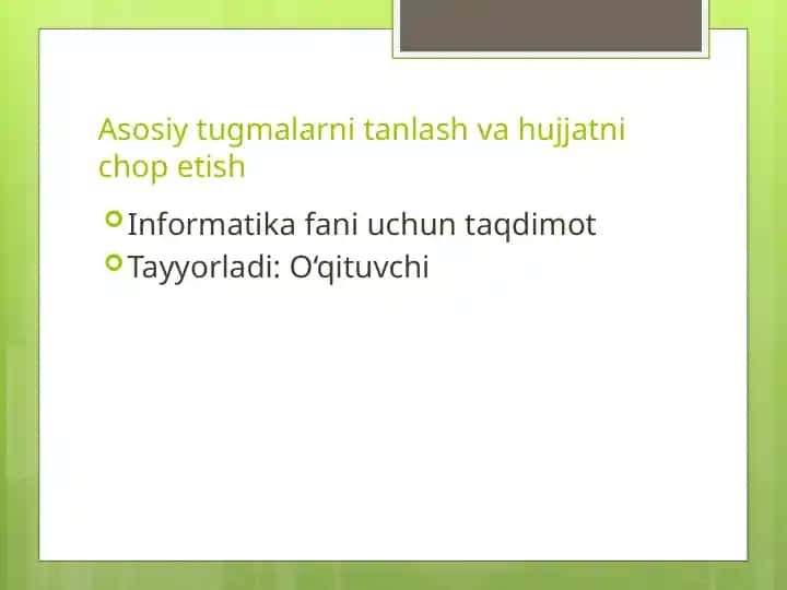 Informatika fani uchun taqdimot