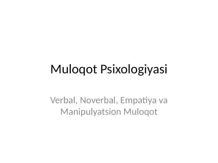 Muloqot Psixologiyasi