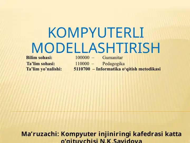 Kompyuterlimodellashtirish