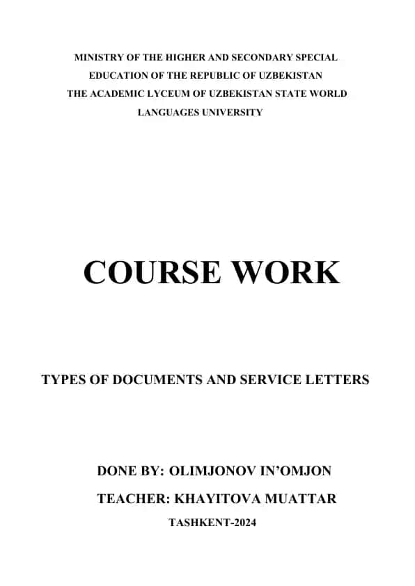 Types of Documents and Service Letters