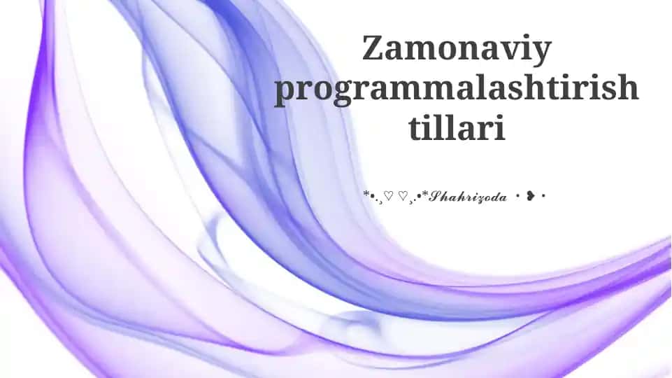 Zamonaviy Dasturlash Tillari