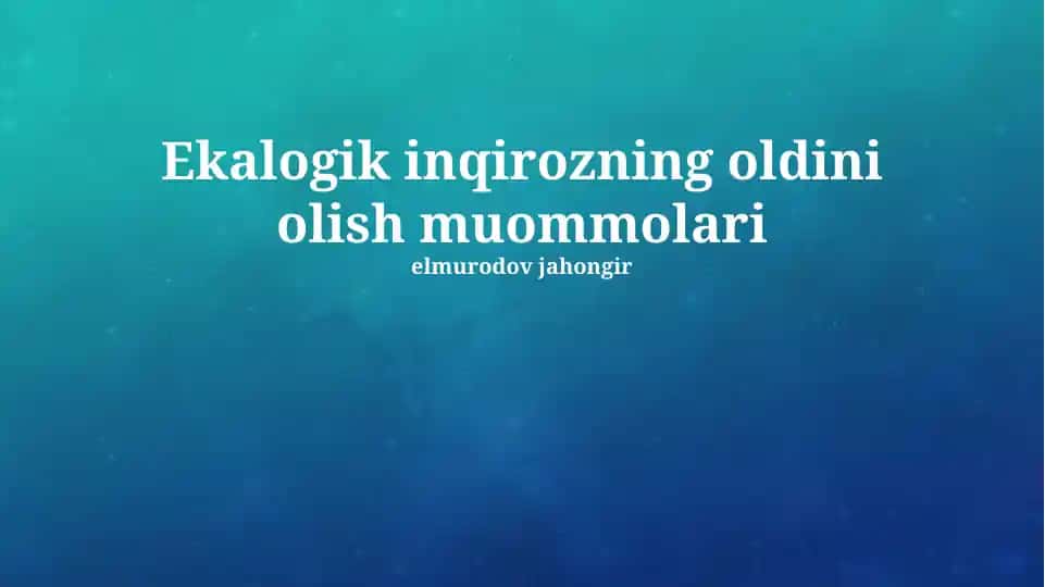 Ekalogik inqirozning oldini olish muommolari