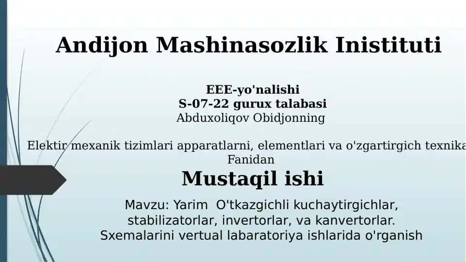 Yarim O'tkazgichli Kuchaytirgichlar