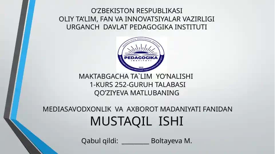 Oʻzbekistonda axborot xavfsizligining maʼnaviy va huquqiy asoslari ularning huquqiy xujjatlardagi ifodasi.