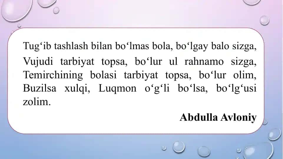 Milliy tarbiya konsepsiyasi taqdimoti
