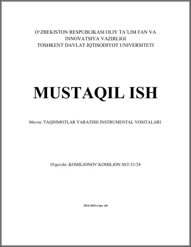 Taqdimotlar yaratish instrumental vositalari