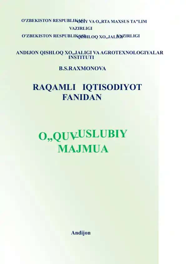 Rahamli iqtisodiyot fanidan o'quv-uslubiy majmua