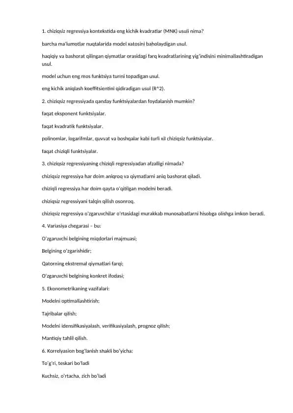 Chiziqsiz regressiya va ekonometrika asoslari