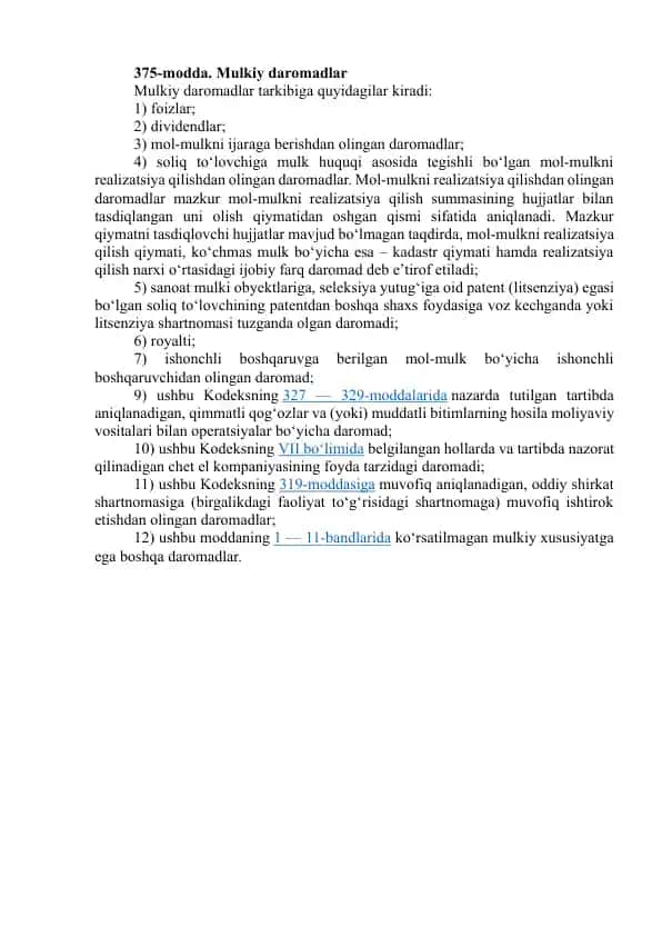 Mulkiy daromadlar