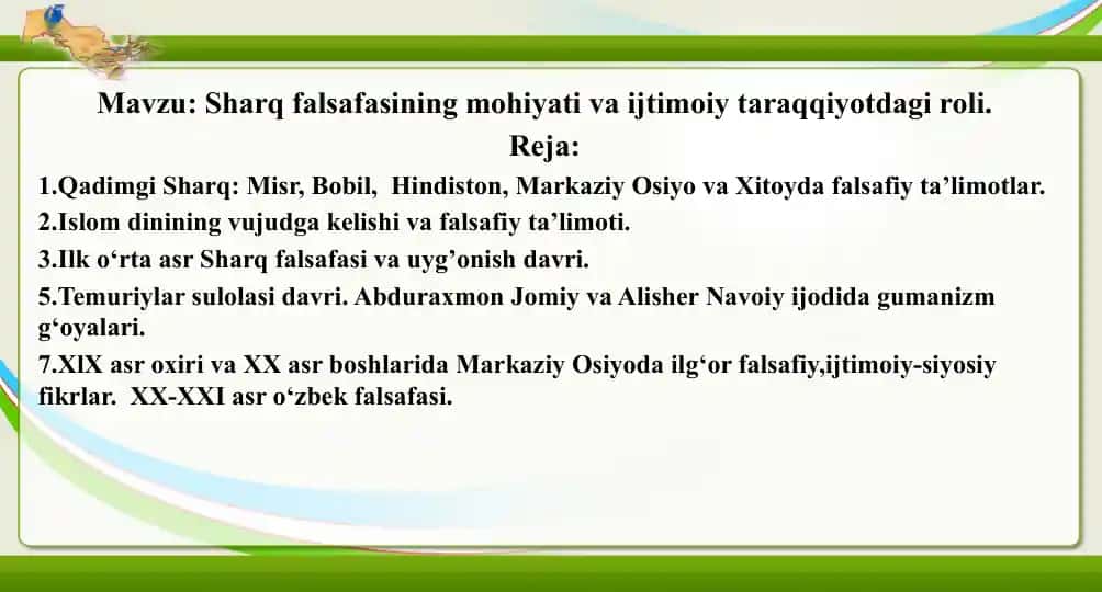 Sharq falsafasining mohiyati va ijtimoiy taraqqiyotdagi roli