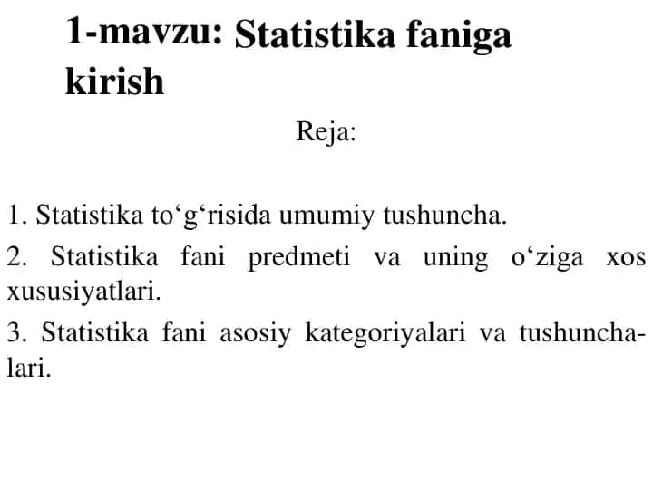 Statistika faniga kirish
