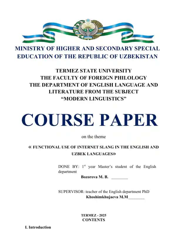 Functional use of Internet slang in the English and Uzbek languages