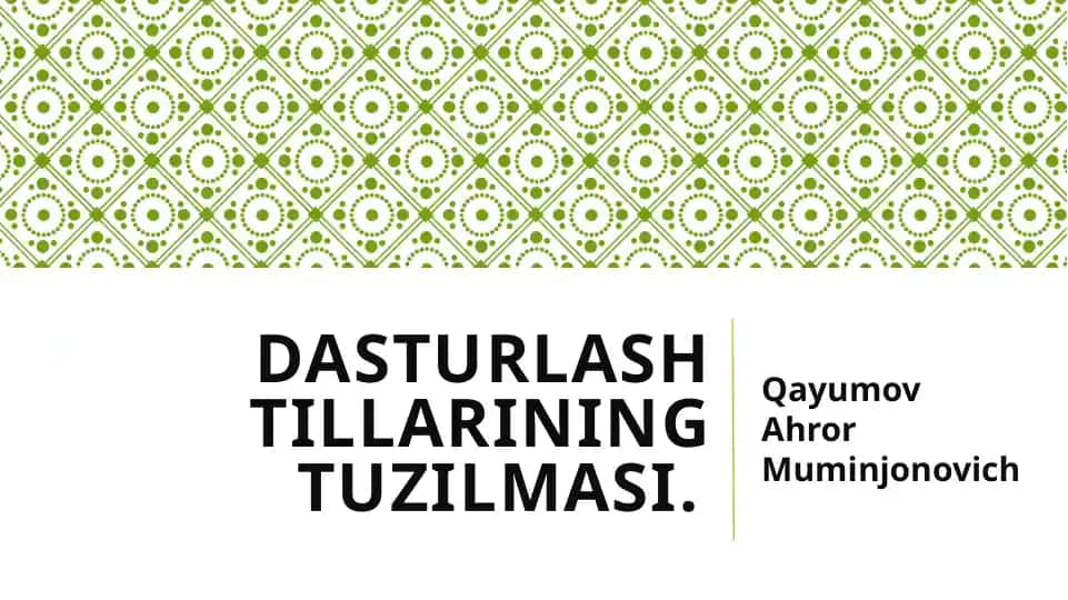 Dasturlash tillarining tuzilmasi