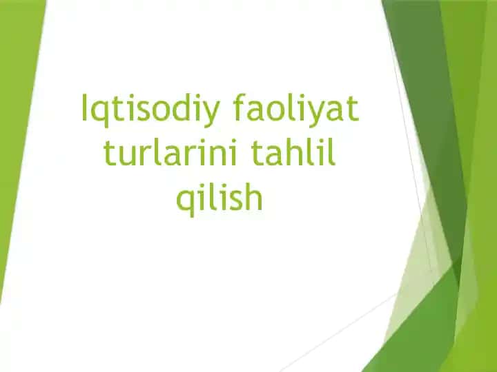 Iqtisodiy faoliyat turlari
